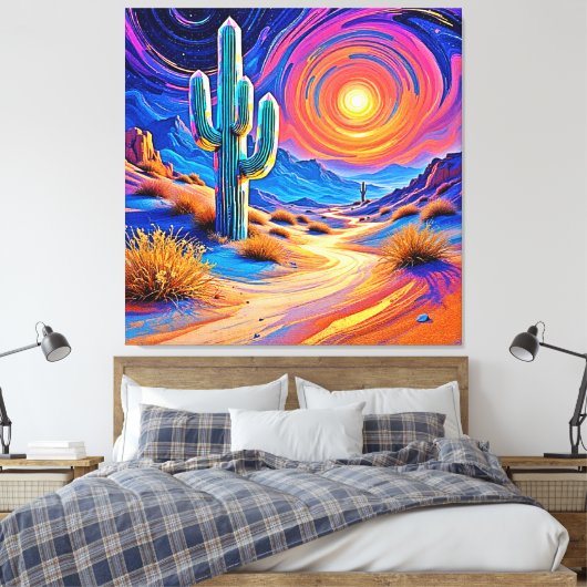 Desert Sunset Glow Canvas Afdruk (Insitu (Slaapkamer))