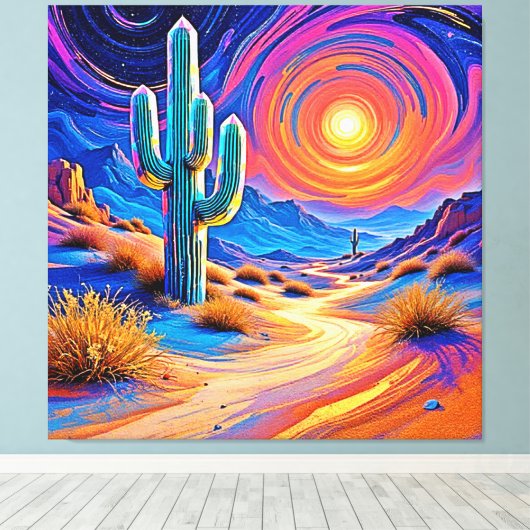 Desert Sunset Glow Canvas Afdruk (Insitu (Houten vloer))