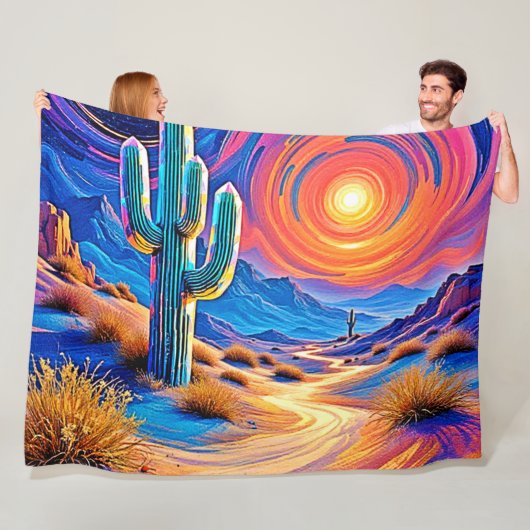 Desert Sunset Glow Fleece Deken (In situ)