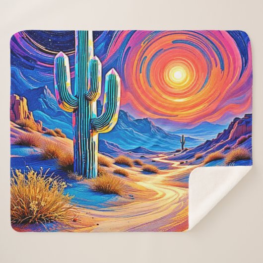 Desert Sunset Glow Sherpa Deken (Voorkant (horizontaal))