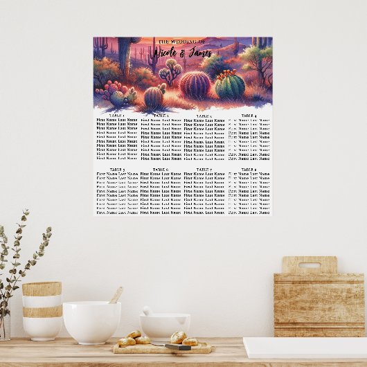 Desert Sunset Glow Waterverf Bruiloft Zitje Poster (Keuken)