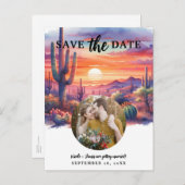 Desert Sunset Glow Waterverf Sla de datum op Aankondigingskaart (Voorkant / Achterkant)