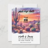 Desert Sunset Glow Waterverf Sla de datum op Kaart (Voorkant)