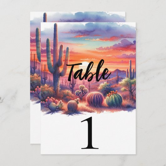 Desert Sunset Glow Waterverf Tafelnummer (Voorkant / Achterkant)