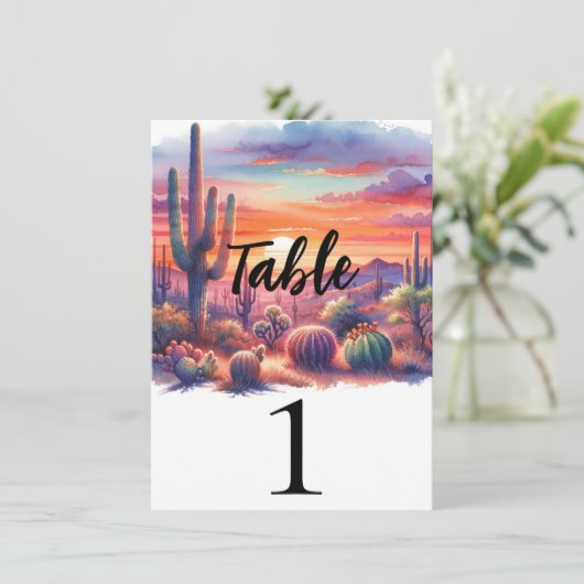 Desert Sunset Glow Waterverf Tafelnummer (Staand voorkant)