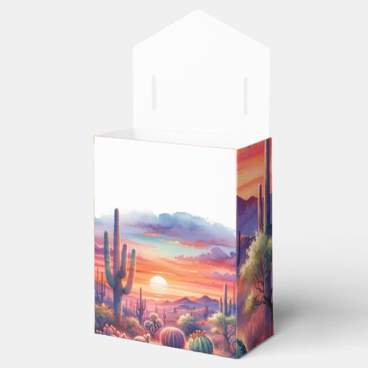 Desert Sunset Glow Waterverf Zuidwestelijke bruilo Bedankdoosjes (Geopend)