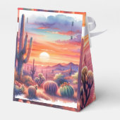 Desert Sunset Glow Waterverf Zuidwestelijke bruilo Bedankdoosjes (Achterkant)