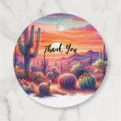 Desert Sunset Glow Waterverf Zuidwestelijke bruilo Bedankjes Labels (Achterkant)