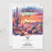 Desert Sunset Glow Waterverf Zuidwestelijke bruilo Kaart (Voorkant)