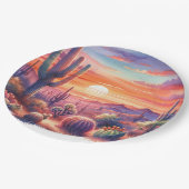 Desert Sunset Glow Waterverf Zuidwestelijke bruilo Papieren Bordje (Gekanteld)