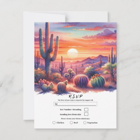 Desert Sunset Glow Waterverf Zuidwestelijke RSVP Kaart (Voorkant)