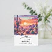 Desert Sunset Glow Waterverf Zuidwestelijke RSVP Kaart (Staand voorkant)