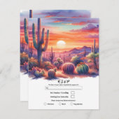 Desert Sunset Glow Waterverf Zuidwestelijke RSVP Kaart (Voorkant / Achterkant)