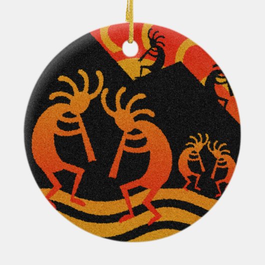 Desert Sunset Kokopelli Southwest Keramisch Ornament (Achterkant)