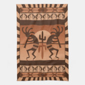 Desert Sunset Kokopelli Southwest Theedoek (Verticaal)