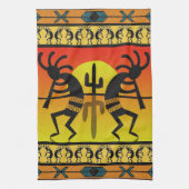 Desert Sunset Kokopelli Southwest Theedoek (Verticaal)