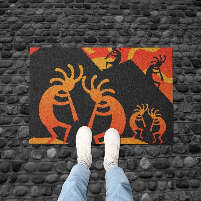 Desert Sunset Kokopelli zuidwestelijk ontwerp Deurmat (Creator heeft geüpload)