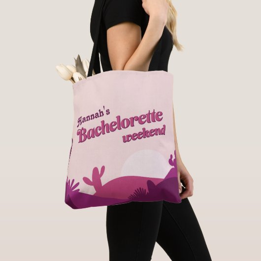 Desert Sunset Pinks Bachelorette Weekend Canvas ta Tote Bag (Dichtbij)