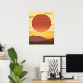 Desert Sunset Roest Sinaasappel en Bruin Poster (Thuiskantoor)