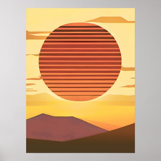 Desert Sunset Roest Sinaasappel en Bruin Poster (Voorkant)