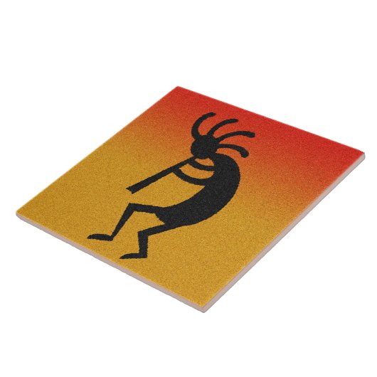 Desert Sunset Southwestern Kokopelli Ceramic Tegel Tegeltje (Zijkant)