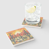 Desert Sunset Stone Onderzetter (Zijkant)