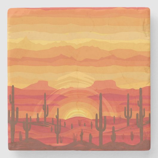 Desert Sunset Stone Onderzetter (Voorkant)