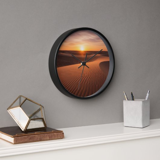 Desert Sunset Wall Clock – Warm Natuur Design (Kantoor)