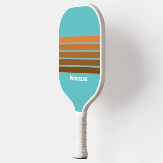 Desert Teal Across Striping with Name Pickleball Paddle (Links)