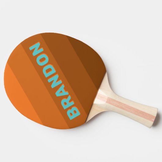 Desert Teal Bold Stripes with Name Tafeltennisbatje (Zijkant)