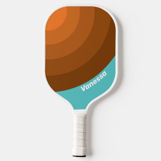 Desert Teal Circle Stripe with Name Pickleball Paddle (Achterkant)