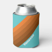 Desert Teal Stripes with Name Blikjeskoeler (Blikje Voorkant)