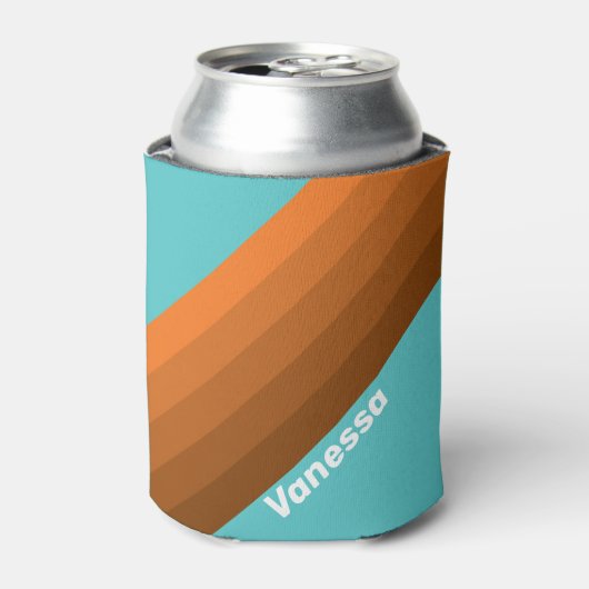 Desert Teal Stripes with Name Blikjeskoeler (Blikje Voorkant)