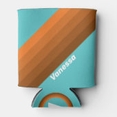 Desert Teal Stripes with Name Blikjeskoeler (Voorkant)