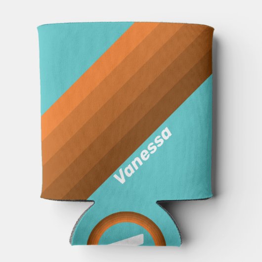 Desert Teal Stripes with Name Blikjeskoeler (Achterkant)