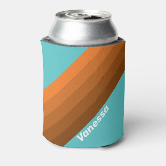 Desert Teal Stripes with Name Blikjeskoeler (Blikje Achterkant)