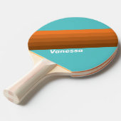 Desert Teal Stripes with Name Tafeltennisbatje (Voorkant Gekanteld)