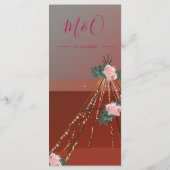 Desert Teepee Boho Rustic Floral Pink Monogram Menu (Achterkant)
