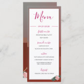 Desert Teepee Boho Rustic Floral Pink Monogram Menu (Voorkant / Achterkant)
