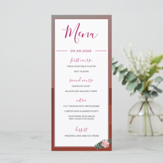 Desert Teepee Boho Rustic Floral Pink Monogram Menu (Staand voorkant)