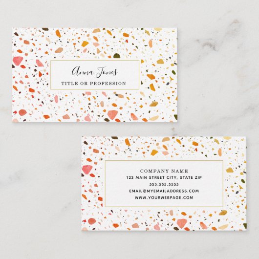 Desert Terrazzo Pattern Professional Feminine Visitekaartje (Voorkant / Achterkant)