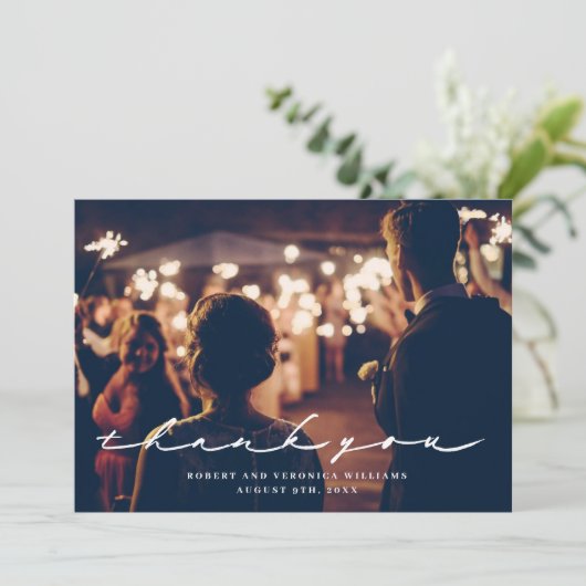 Desert Terrazzo trouwfoto Bedankkaart (Staand voorkant)