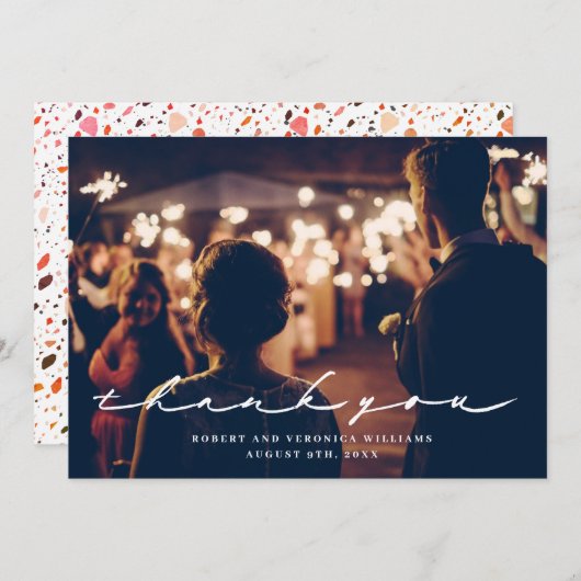 Desert Terrazzo trouwfoto Bedankkaart (Voorkant / Achterkant)