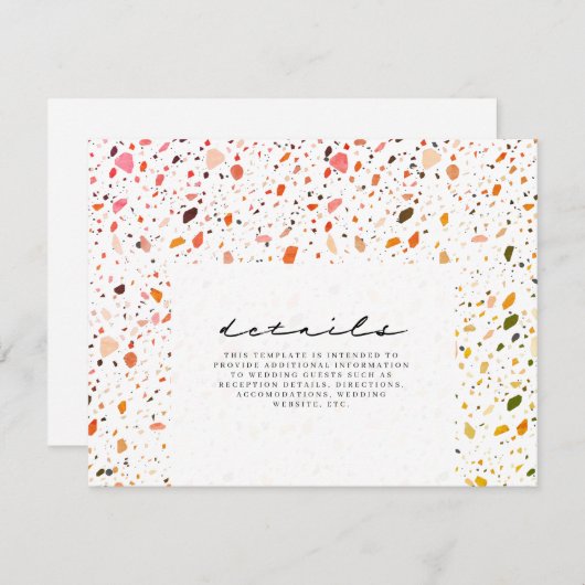 Desert Terrazzo trouwgegevens Informatiekaartje (Voorkant / Achterkant)