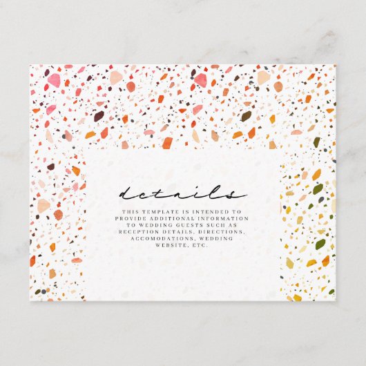 Desert Terrazzo trouwgegevens Informatiekaartje (Voorkant)