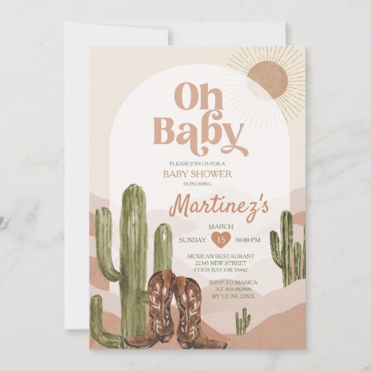 Desert Texas baby shower zuidwestelijke cactus Kaart (Voorkant)