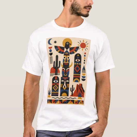 Desert Totems – Geometrisch Kunst T-Shirt (Voorkant)