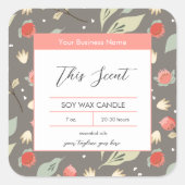 Desert Tropical Abstract Leaves Kaarsenlabel Vierkante Sticker (Voorkant)