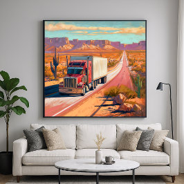 Desert Trucking - Painterly Vehicle Art Poster