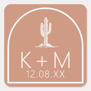 Desert Vibes Bruiloft Cactus Terra Cotta ID1019 Vierkante Sticker